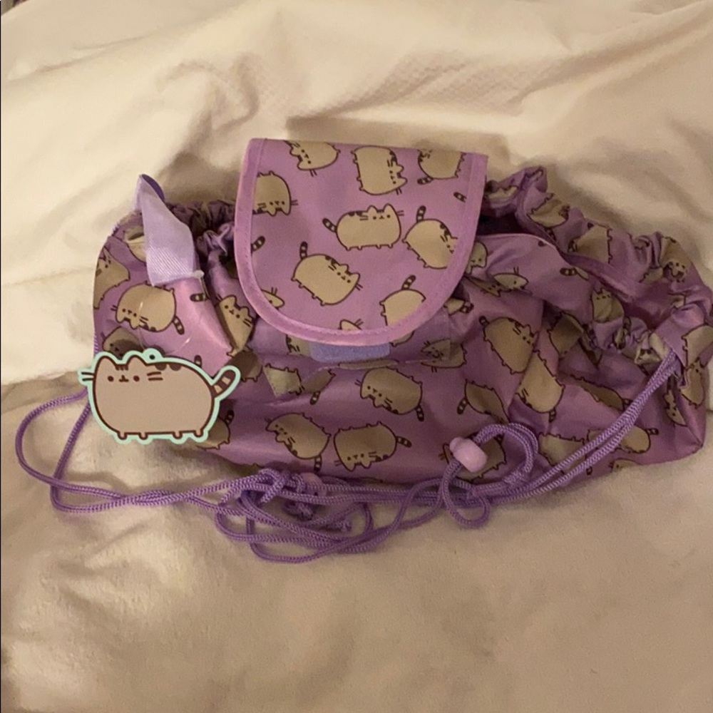 Pusheen- Drawstring Pouch with Flap.